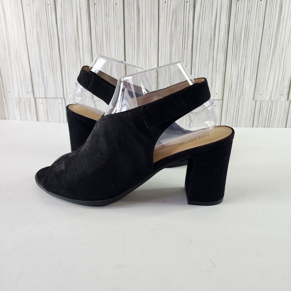 Women's Black Naturalizer Peep Toes Block Heel Booties Size 8.5